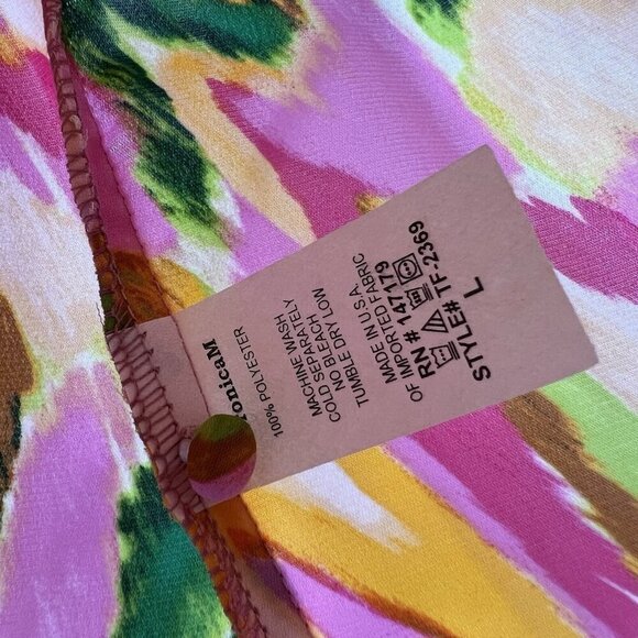 Veronic M V-Neck Multicolor Politan Spring Blouse Size Large Flowy Preppy - Picture 5 of 7